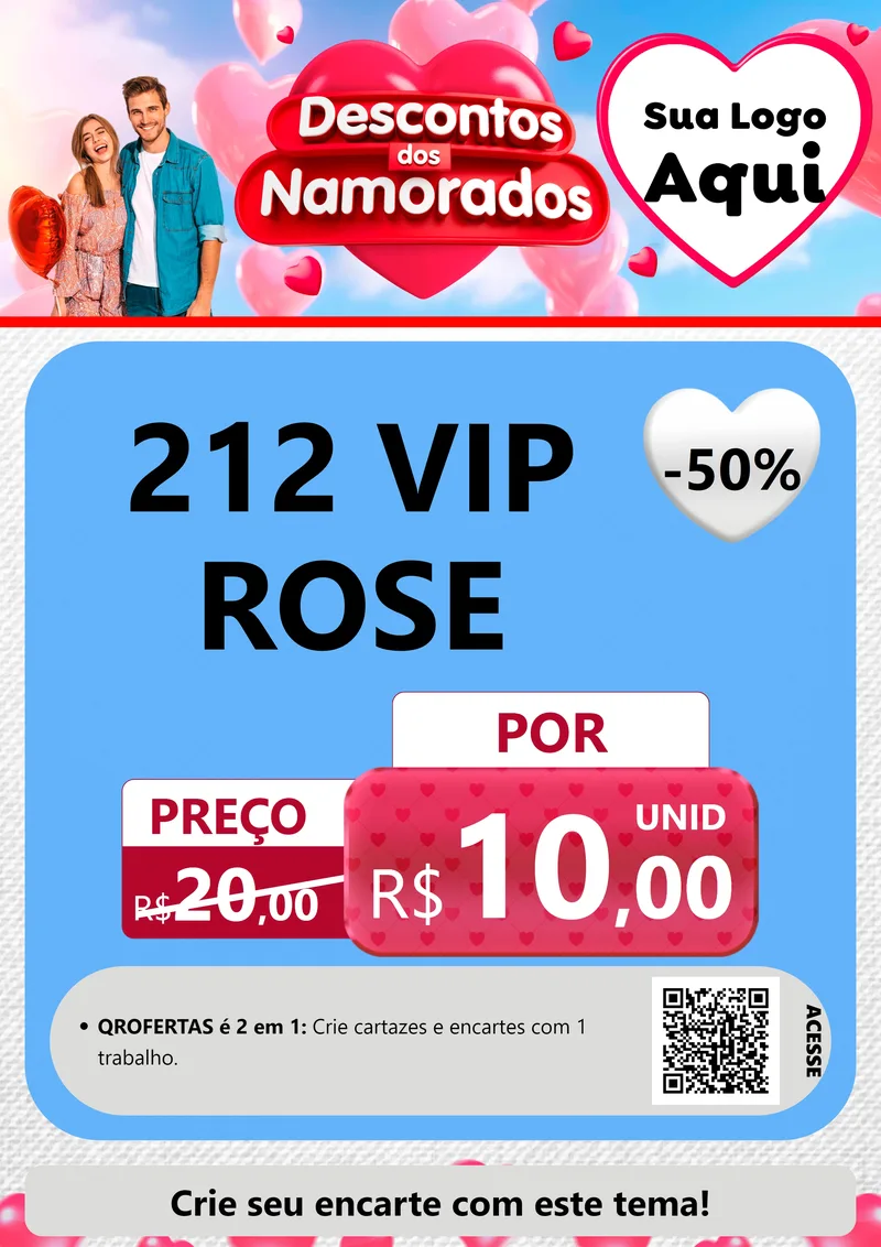 Modelo de Cartaz para Cartaz A4 Vertical com o tema Descontos dos Namorados para Perfumes