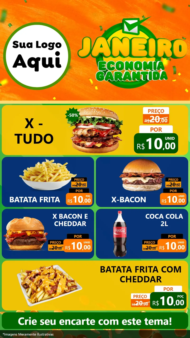 Modelo de TV para TV Vertical com o tema Janeiro - Economia Garantida para Hamburgueria