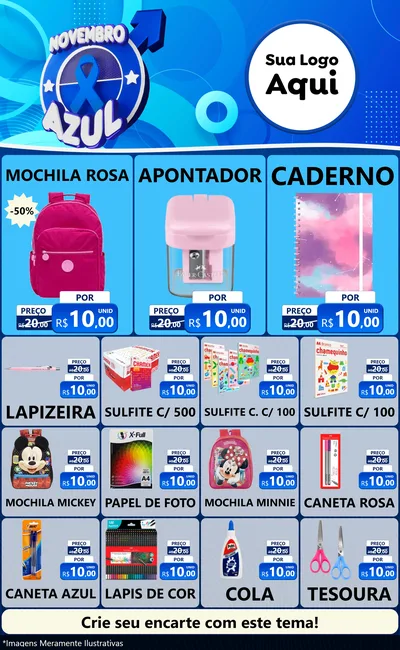 Modelo de Encarte para Encarte Grande com o tema Novembro Azul para Papelaria
