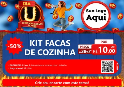 Modelo de Cartaz para Cartaz A4 Horizontal com o tema Dia U - O Dia Mais Barato Do Mês para Utilidades Domésticas