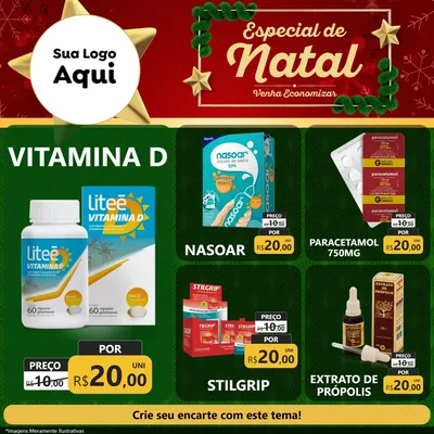 Modelo de Rede Social para Feed Facebook com o tema Especial de Natal para Farmácia