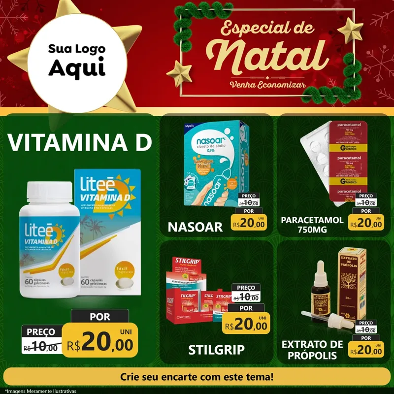 Modelo de Rede Social para Feed Facebook com o tema Especial de Natal para Farmácia
