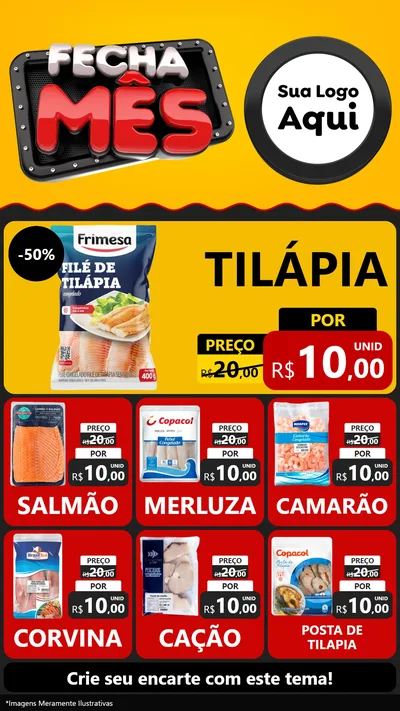 Modelo de Rede Social para Stories com o tema Fecha Mês para Peixaria