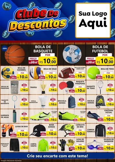 Modelo de Encarte para Encarte A4 Vertical com o tema Clube de Descontos para Artigos Esportivos