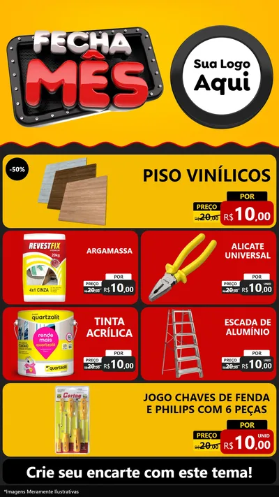 Modelo de TV para TV Vertical com o tema Fecha Mês para Material para Construção