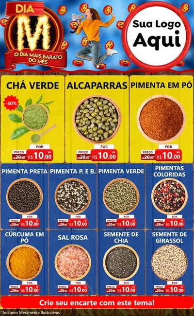 Modelo de Encarte para Encarte Grande com o tema Dia M - O Dia Mais Barato Do Mês para Produtos Naturais