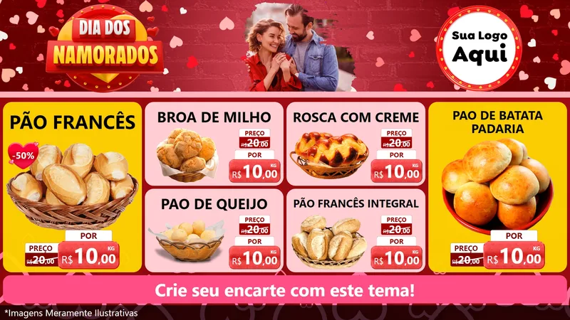 Modelo de TV para TV Horizontal com o tema Dia Dos Namorados para Padaria