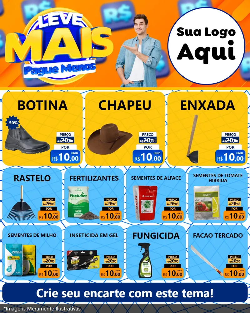 Modelo de Rede Social para Feed Instagram com o tema Leve Mais, Pague Menos para Agropecuária