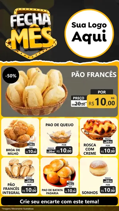 Modelo de Rede Social para Stories com o tema Fecha Mês para Padaria