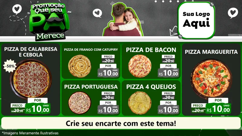 Modelo de TV para TV Horizontal com o tema Promoção Que seu Pai Merece para Pizzaria