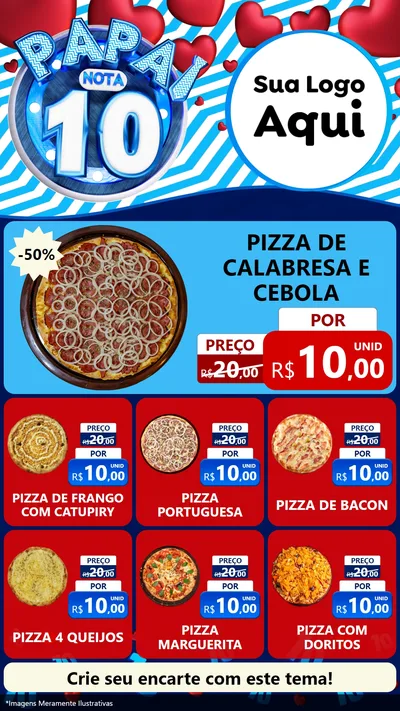 Modelo de Rede Social para Stories com o tema Papai Nota 10 para Pizzaria