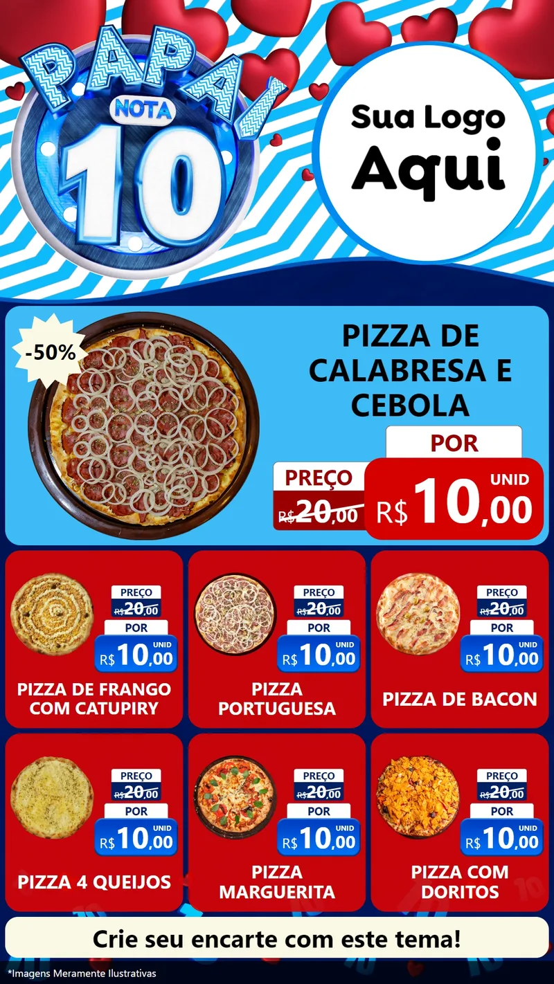 Modelo de Rede Social para Stories com o tema Papai Nota 10 para Pizzaria