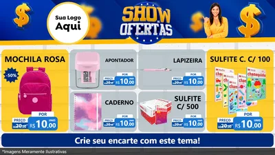 Modelo de TV para TV Horizontal com o tema Show de Ofertas para Papelaria