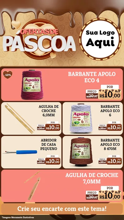 Modelo de TV para TV Vertical com o tema Ofertas de Páscoa para Armarinho e Aviamentos