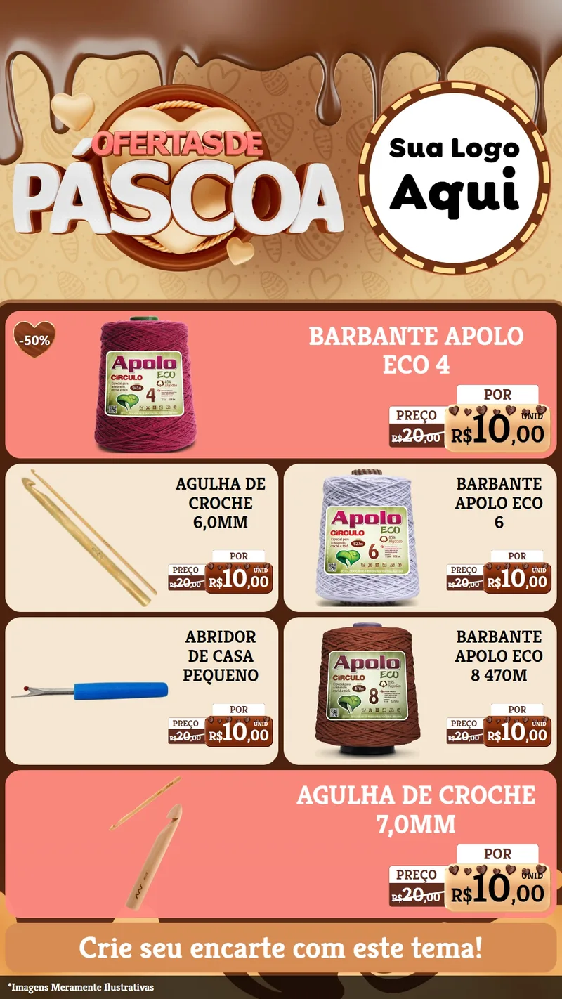 Modelo de TV para TV Vertical com o tema Ofertas de Páscoa para Armarinho e Aviamentos