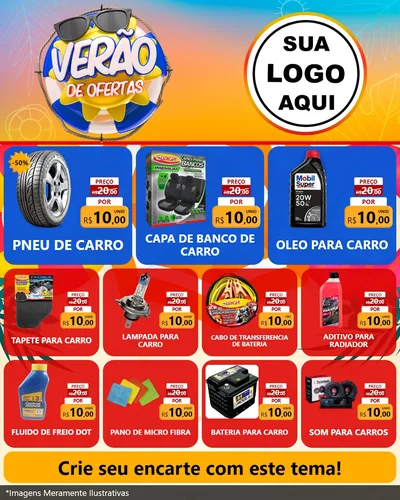 Modelo de Rede Social para Feed Instagram com o tema Verão de Ofertas para Auto peças