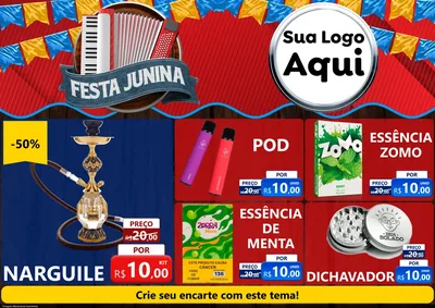 Modelo de Encarte para Encarte A4 Horizontal com o tema Festa Junina para Tabacaria