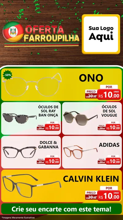 Modelo de TV para TV Vertical com o tema Oferta Farroupilha para Óticas