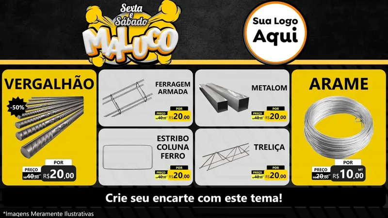 Modelo de TV para TV Horizontal com o tema Sexta e Sábado Maluco para Ferragens