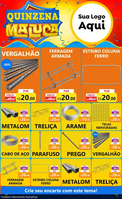Modelo de Encarte para Encarte Grande com o tema Quinzena Maluca para Ferragens