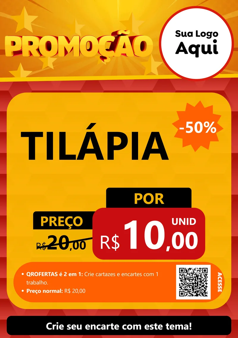 Modelo de Cartaz para Cartaz A4 Vertical com o tema Promoção para Peixaria