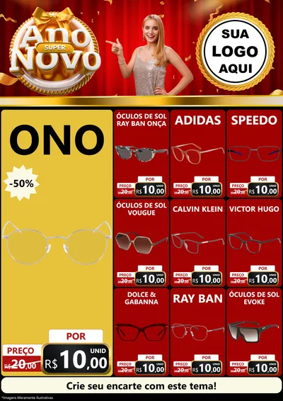 Modelo de Encarte para Encarte A4 Vertical com o tema Super Ano Novo para Óticas