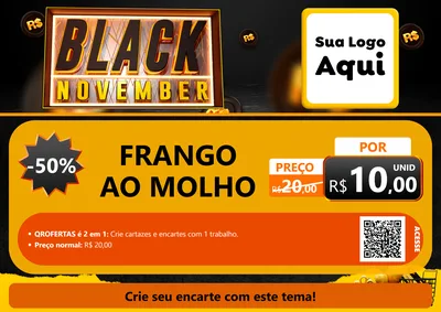 Modelo de Cartaz para Cartaz A4 Horizontal com o tema Black November para Restaurante