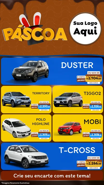 Modelo de TV para TV Vertical com o tema Páscoa para Concessionaria de Carros