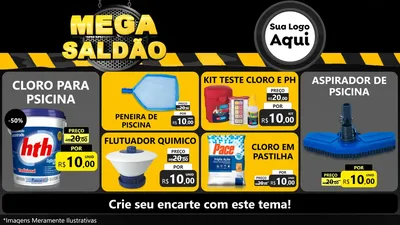 Modelo de TV para TV Horizontal com o tema Mega Saldão para Produtos para Piscina