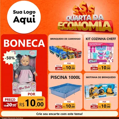 Modelo de Rede Social para Feed Facebook com o tema Quarta da Economia para Brinquedos