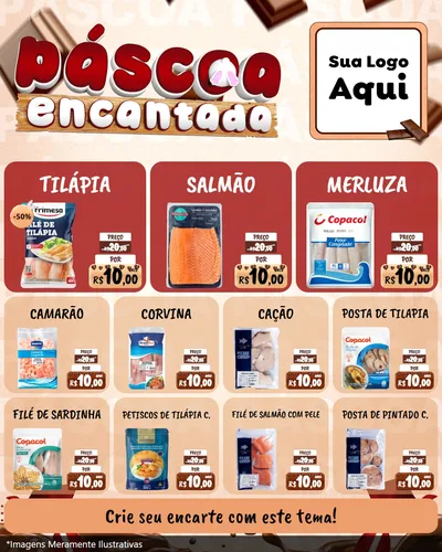 Modelo de Rede Social para Feed Instagram com o tema Páscoa Encantada para Peixaria