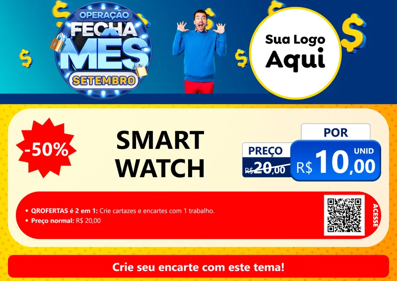 Modelo de Cartaz para Cartaz A4 Horizontal com o tema Operação Fecha Mês Setembro para Informática