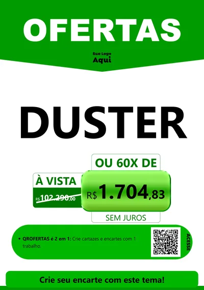 Modelo de Cartaz para Cartaz A4 Vertical com o tema Ofertas Verde Cartaz para Concessionaria de Carros