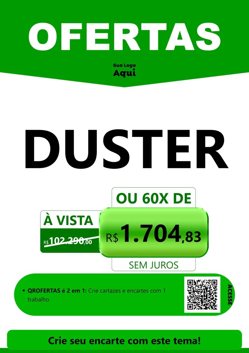 Modelo de Cartaz para Cartaz A4 Vertical com o tema Ofertas Verde Cartaz para Concessionaria de Carros