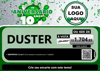 Modelo de Cartaz para Cartaz A4 Horizontal com o tema Promoção de Aniversário - 10 Anos para Concessionaria de Carros