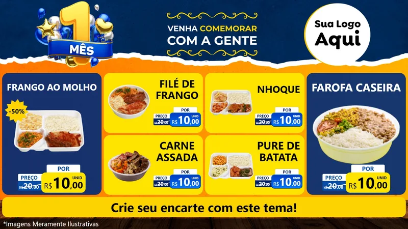 Modelo de TV para TV Horizontal com o tema Um Mês de Aniversário para Restaurante