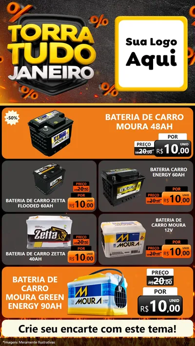 Modelo de TV para TV Vertical com o tema Torra Tudo Janeiro para Baterias Elétricas