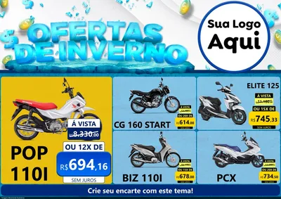 Modelo de Encarte para Encarte A4 Horizontal com o tema Ofertas de Inverno para Concessionaria de Motos