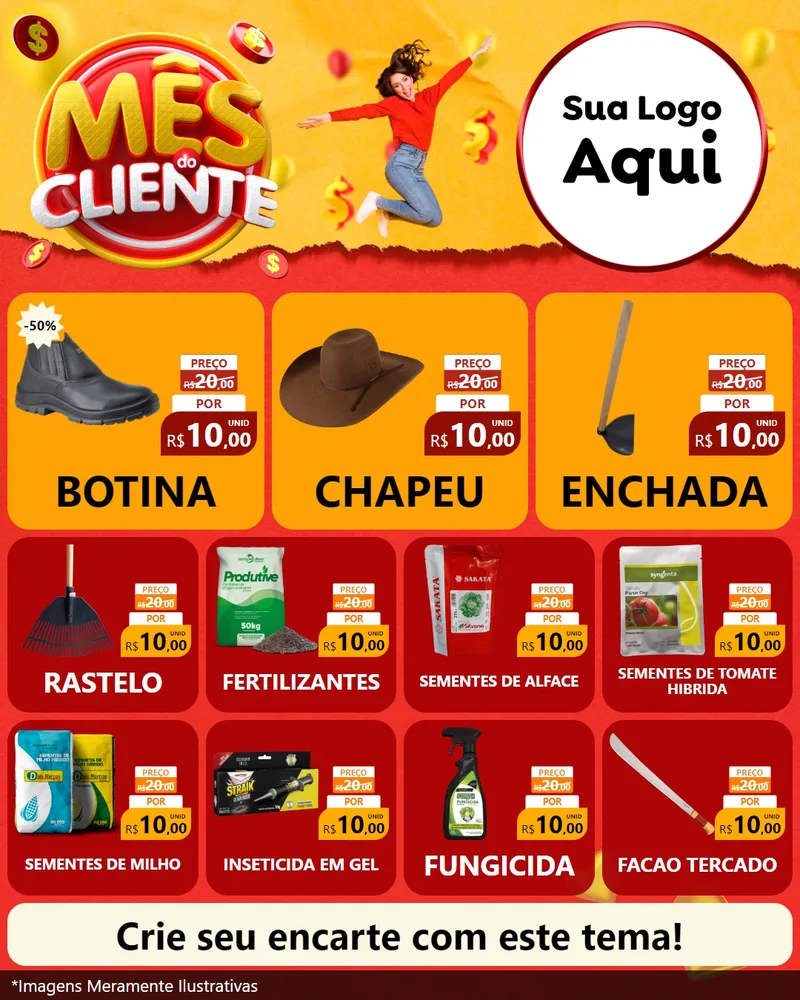 Modelo de Rede Social para Feed Instagram com o tema Mês do Cliente para Agropecuária