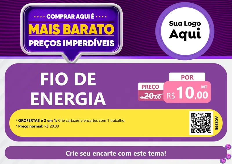 Modelo de Cartaz para Cartaz A4 Horizontal com o tema Mais Barato para Materiais Elétricos