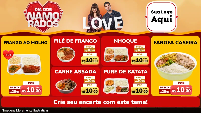Modelo de TV para TV Horizontal com o tema Dia dos Namorados para Restaurante