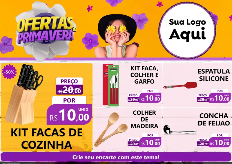 Modelo de Encarte para Encarte A4 Horizontal com o tema Ofertas Da Primavera para Utilidades Domésticas