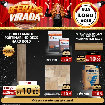 Modelo de Rede Social para Feed Facebook com o tema Ofertas da Virada para Pisos e revestimentos