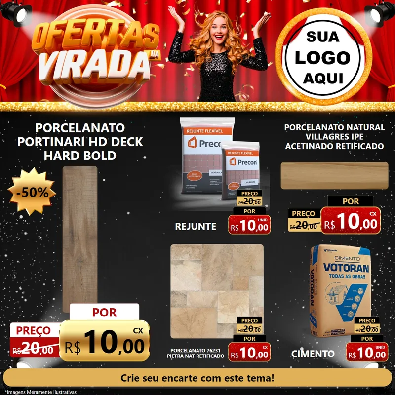 Modelo de Rede Social para Feed Facebook com o tema Ofertas da Virada para Pisos e revestimentos