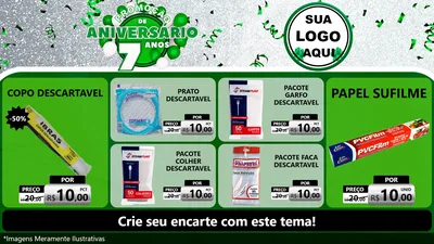 Modelo de TV para TV Horizontal com o tema Promoção de Aniversário - 7 Anos para Embalagens