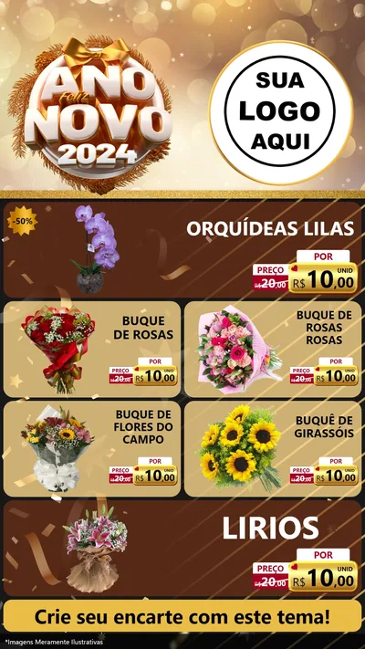 Modelo de TV para TV Vertical com o tema Feliz Ano Novo 2027 para Floricultura e jardim