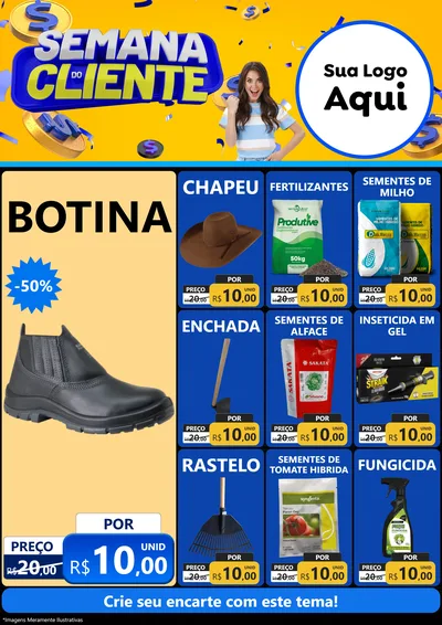 Modelo de Encarte para Encarte A4 Vertical com o tema Semana do Cliente para Agropecuária
