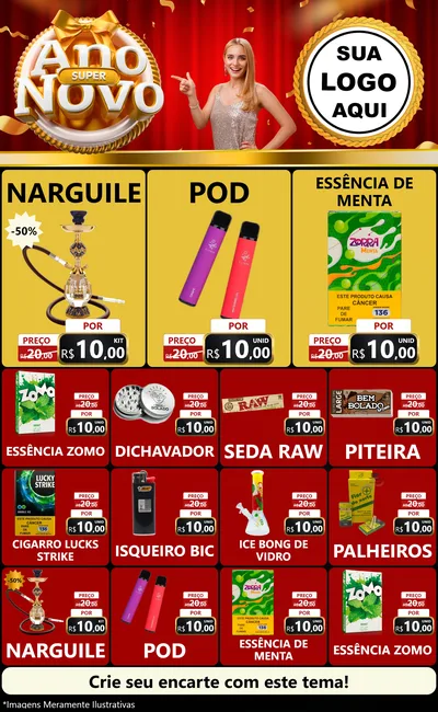 Modelo de Encarte para Encarte Grande com o tema Super Ano Novo para Tabacaria
