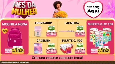 Modelo de TV para TV Horizontal com o tema Mês da Mulher para Papelaria