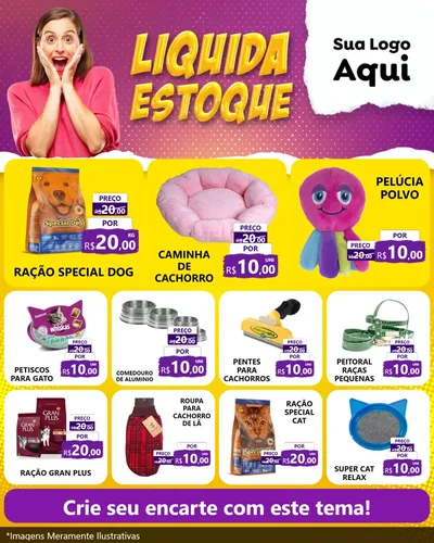 Modelo de Rede Social para Feed Instagram com o tema Liquida estoque para Pet Shop